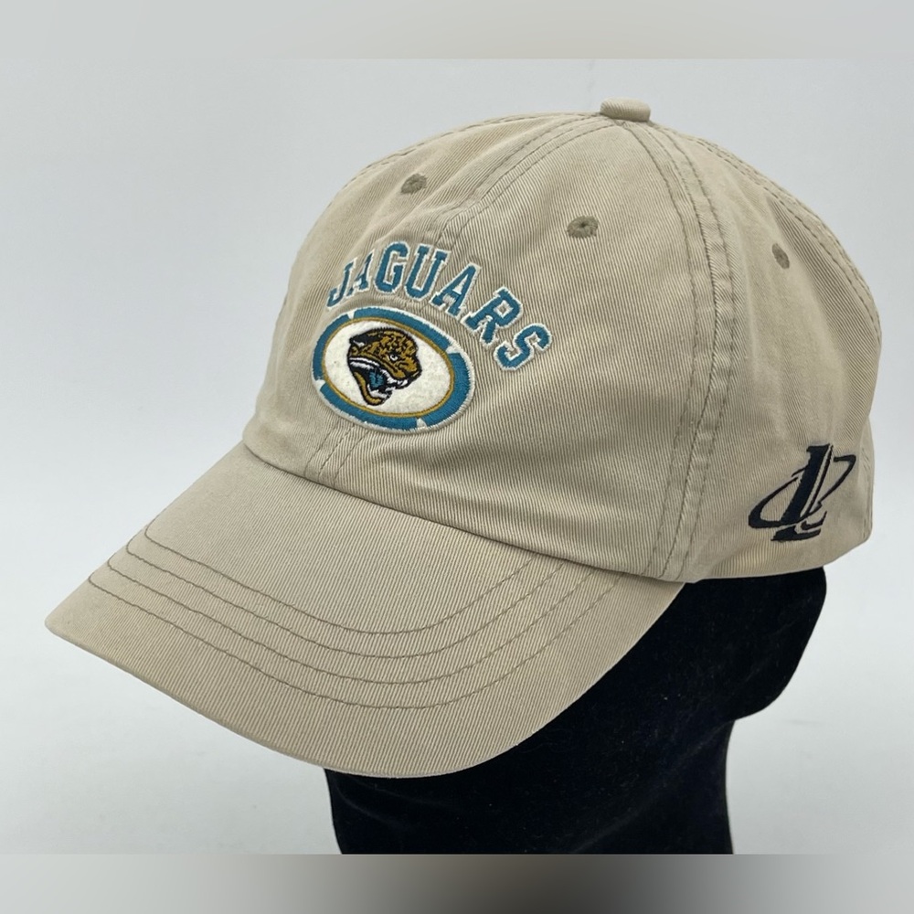 Jacksonville Jaguars Jags Tan Twill StrapBack Cap NFL Pro Lineβ Logo Vtg READ